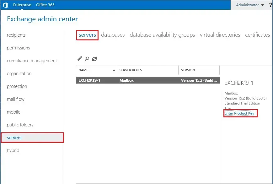 exchange admin center server