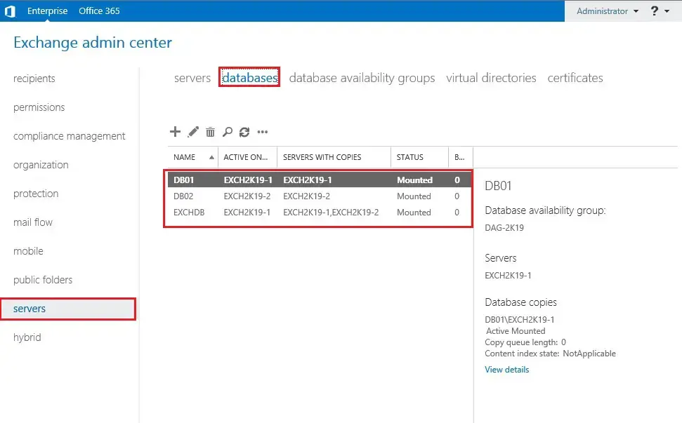 exchange admin center server