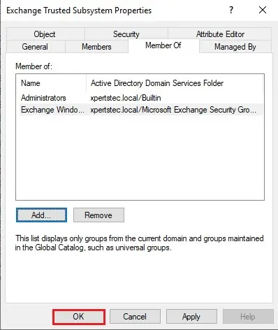 exchange trusted subsystem properties