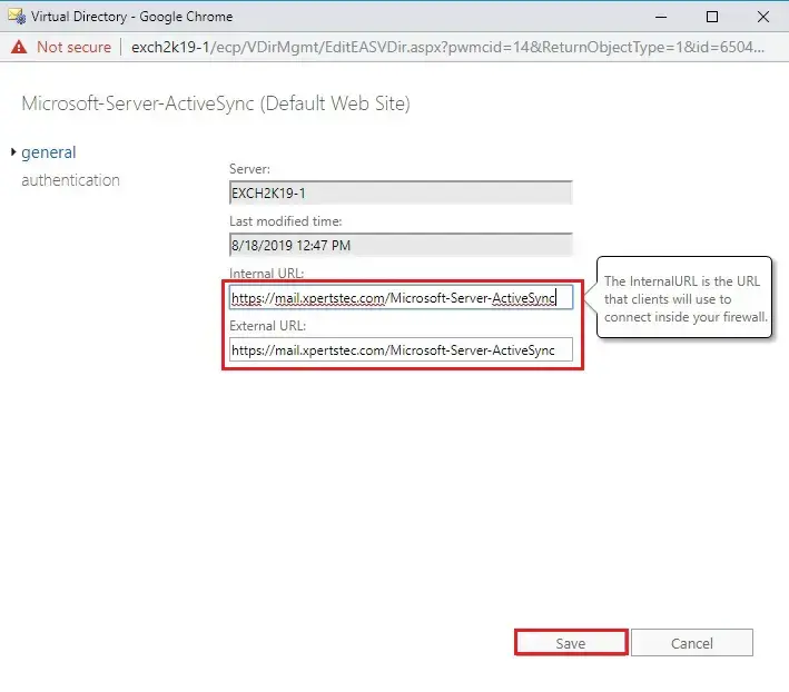exchangexchange 2019 virtual directory activesync