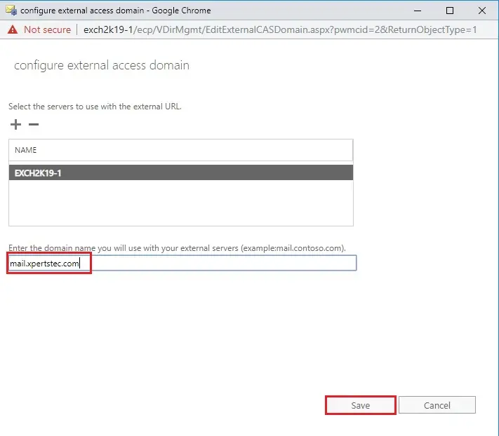 external access domain exchange 2019