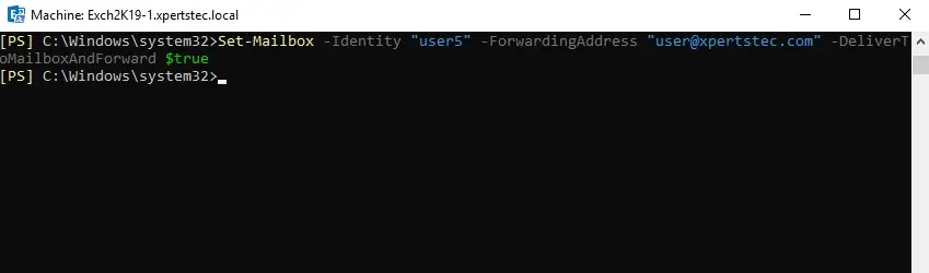 forward email powershell command