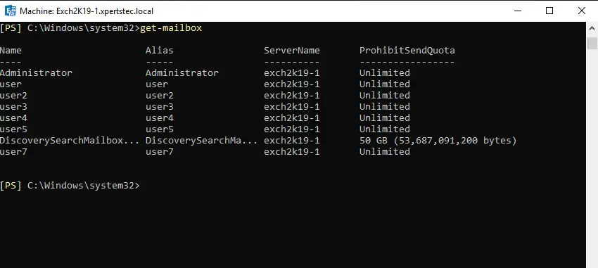 get mailbox powershell command