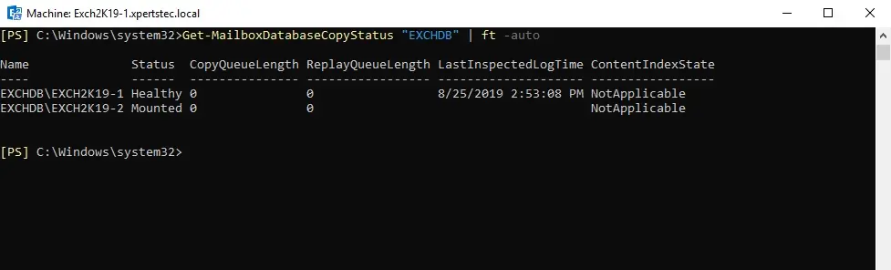 get mailboxdatabasecopystatus powershell command