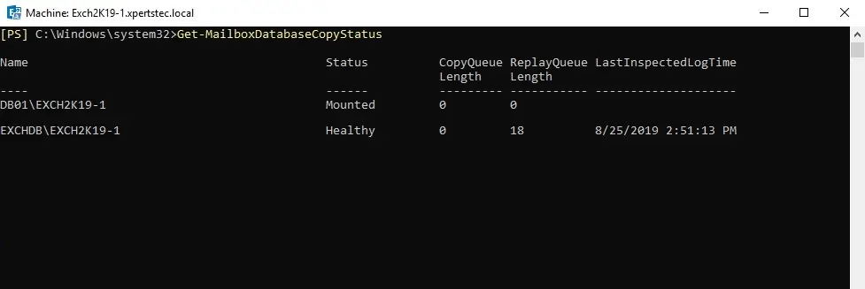 get mailboxdatabasecopystatus powershell command