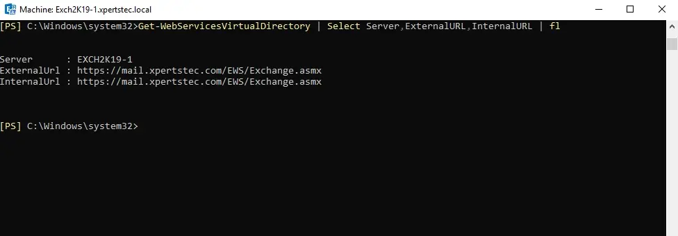 get webservicesvirtualdirectory command