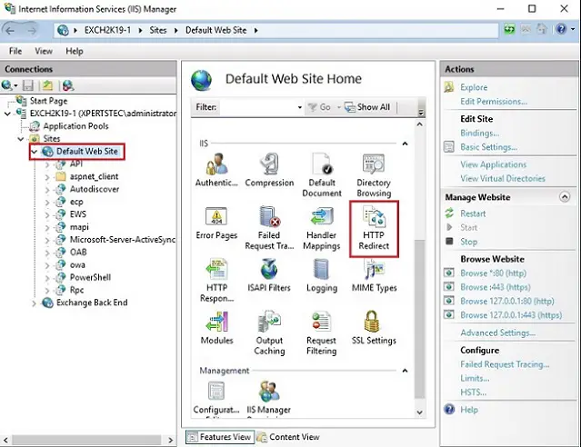 iis manager url redirect