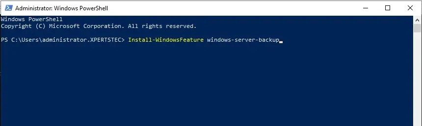 install windows server backup powershell 