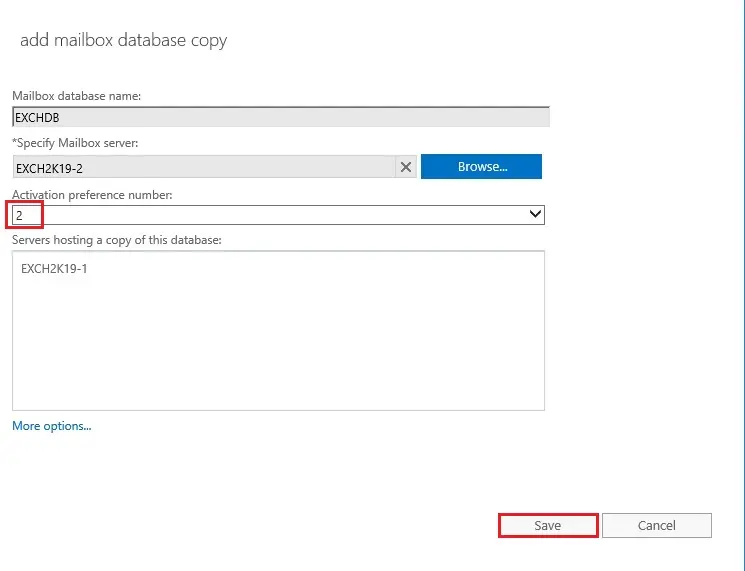 mailbox database copy exchange 2019