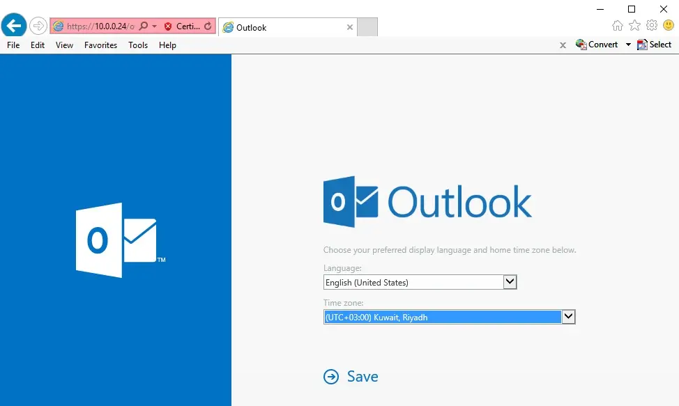 outlook web app language