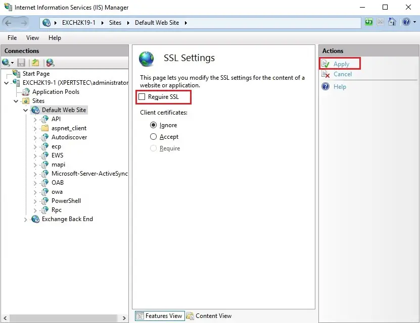 url redirect iis manager ssl settings