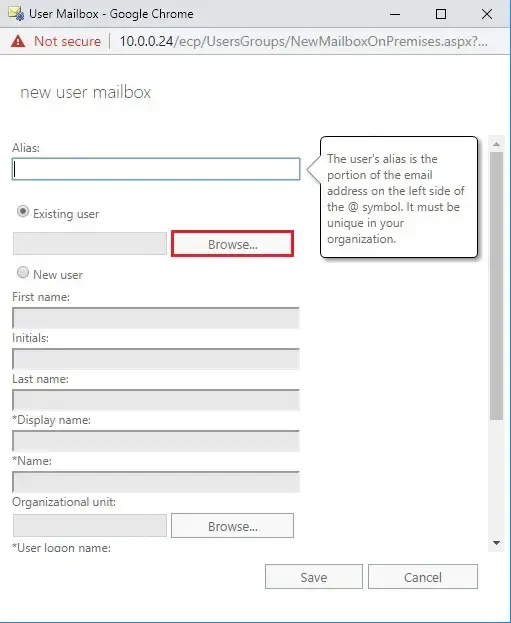 user mailbox existing  exchange 2019