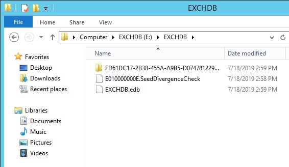 windows explorer exchange database