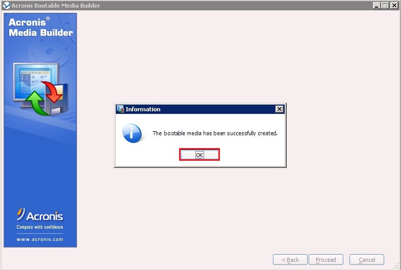 bootable medial created successfully