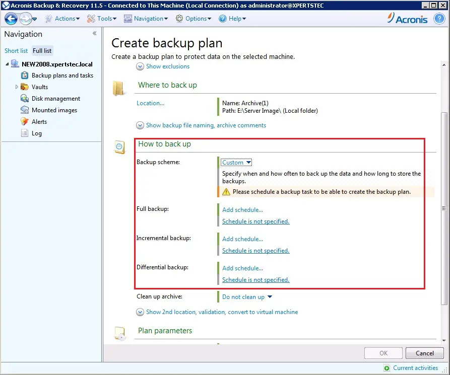 Server Backup Acronis 11.5, How to create Windows server backup in Acronis Backup &#038; Recovery 11.5.