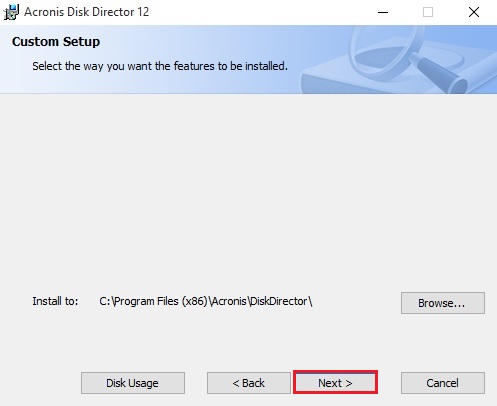 acronis disk director custom setup