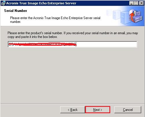 Acronis Echo Enterprise Installation, Acronis True Image Echo Enterprise Server 9 installation