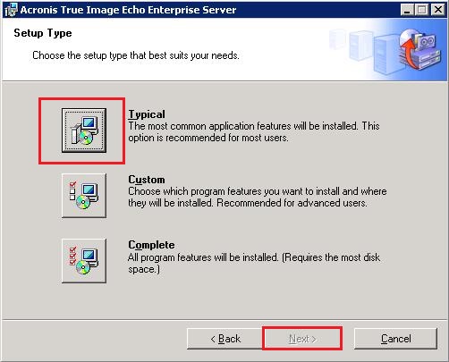 Acronis Echo Enterprise Installation, Acronis True Image Echo Enterprise Server 9 installation