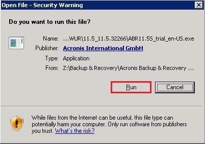 acronis security warning