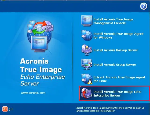 how to install acronis true image on server