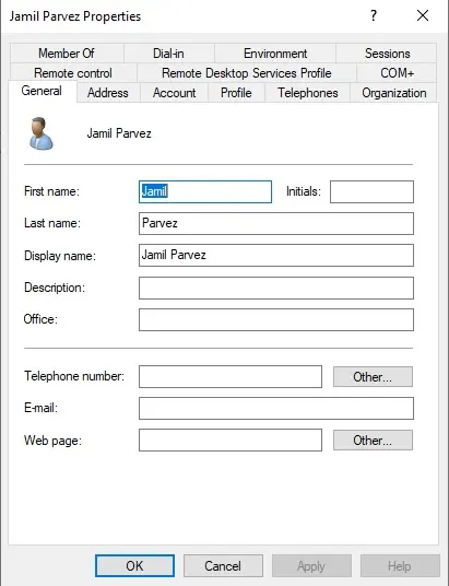 active directory user properties