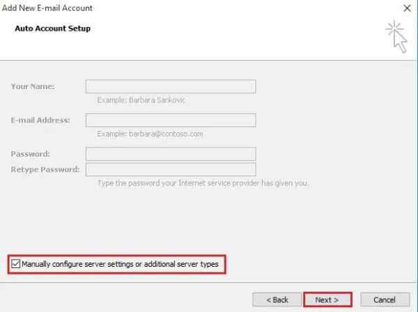 auto account setup outlook