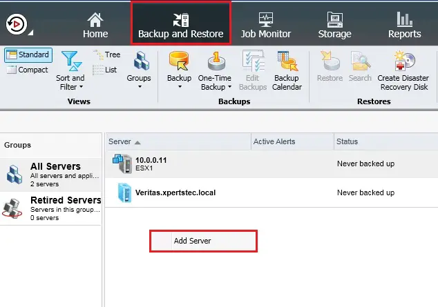 Add vCenter Backup Exec, Add vCenter Servers to the List of Servers in Backup Exec v20.3