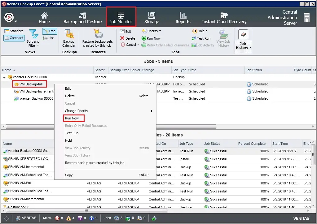 Create Backup Job Veritas, Step by step Creating a backup job (VM) in Veritas Backup Exec 20.3