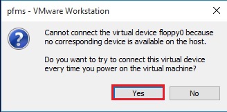 cannot connect the virtual device floppy
