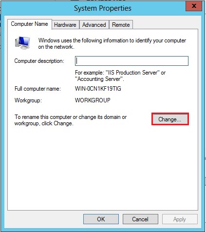 change computer name server 2012