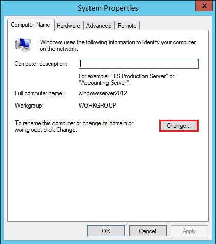 change computer name server 2012