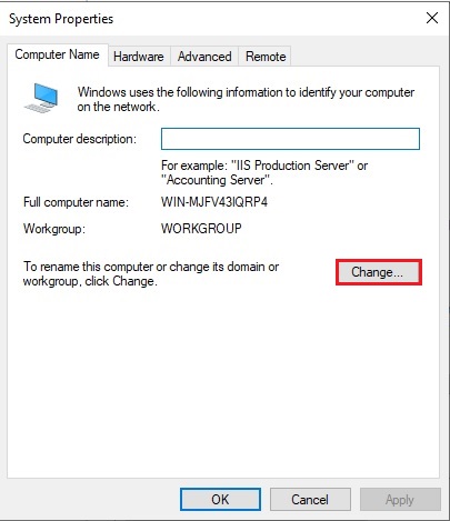 change computer name, How to change computer name in Windows Server 2019.