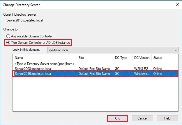 change directory server server 2016