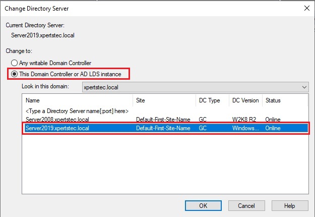 change directory server 2019