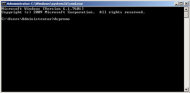 dcpromo command prompt