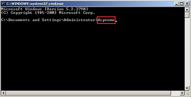 command prompt dcpromo