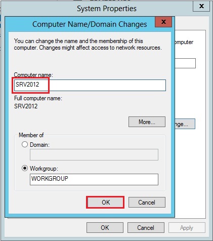 change domain name server 2012