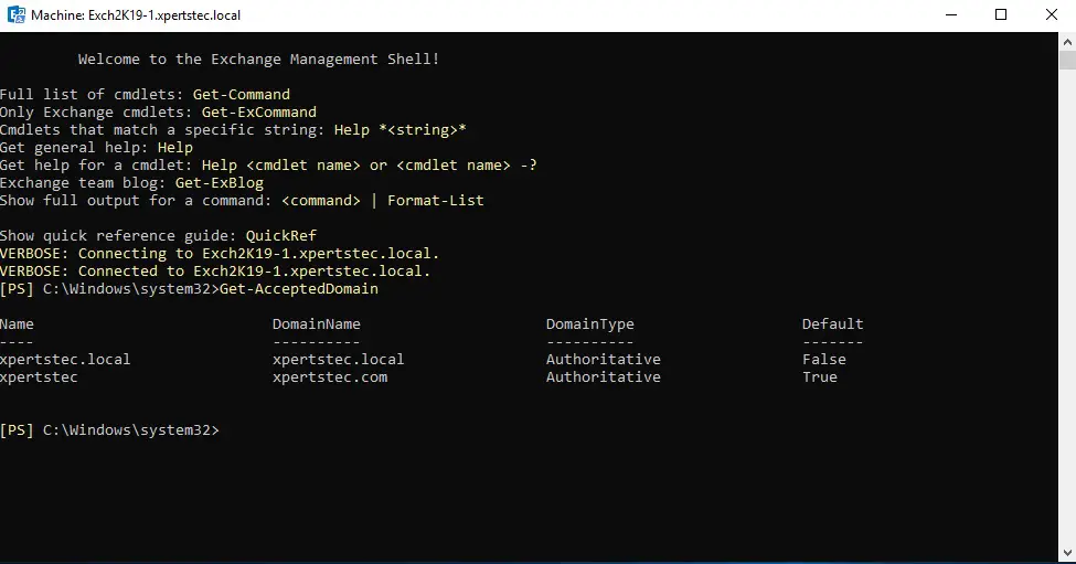 configure accepted domain powershell