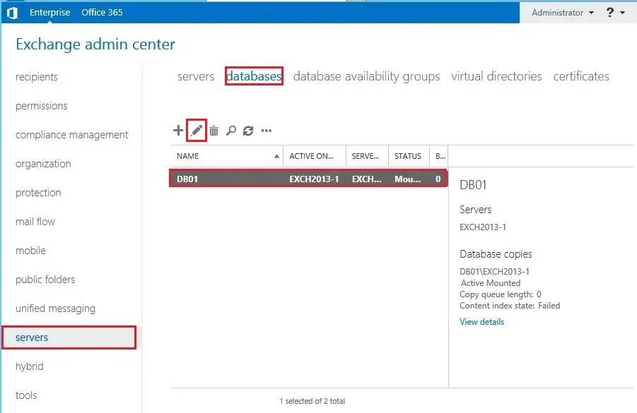 exchange admin center 2013