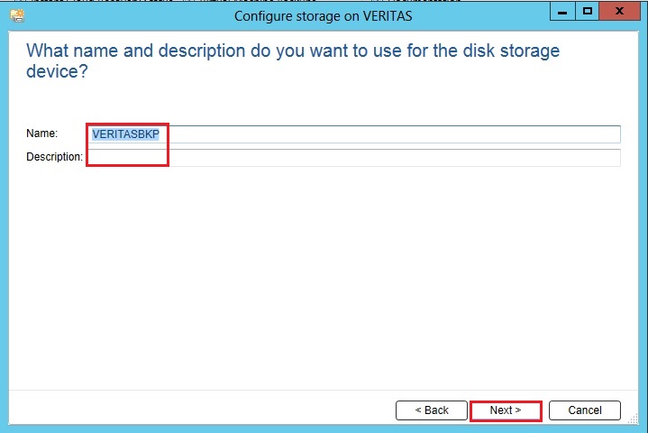 configure storage veritas description