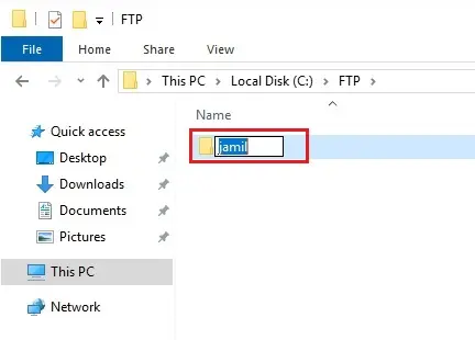 configure subdirectory ftp server