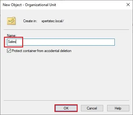 create a new organizational unit