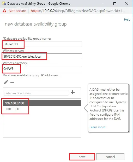 create and configure database availability group