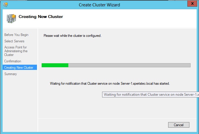 create failover cluster wizard creating