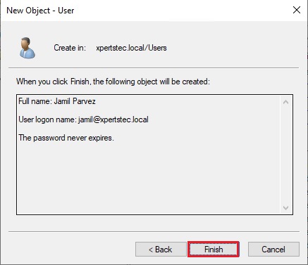 create new active directory user