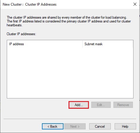 create new cluster network load balancing