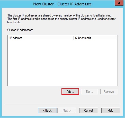 create new cluster network load balancing