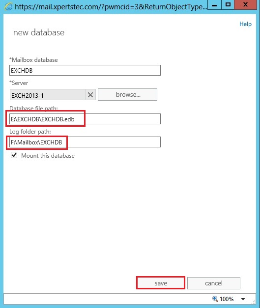 create new database file path