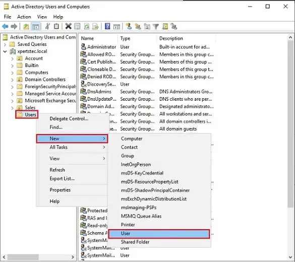 create new user in active directory