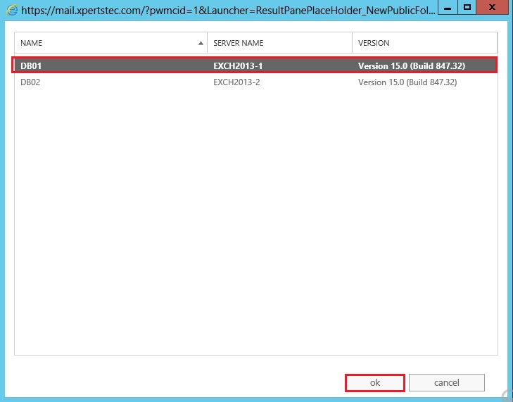 create public folder select database